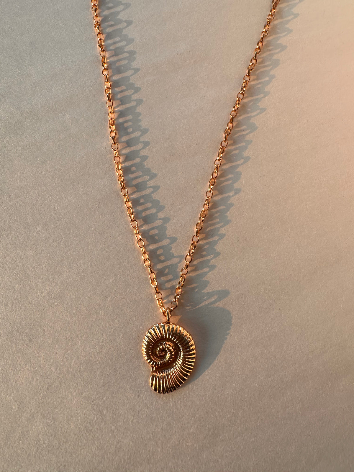 Vintage Gold Ammonite Fossil Pendant Necklace