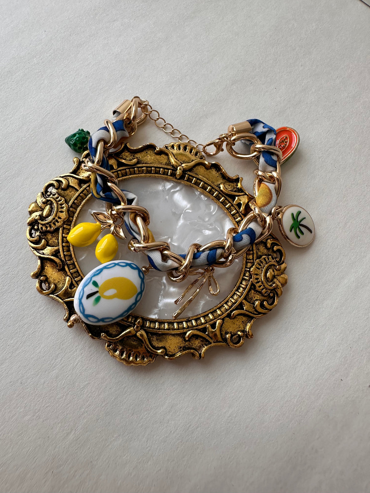 🍋 Italian Euro-Summer Ribbon Woven Charm Bracelet