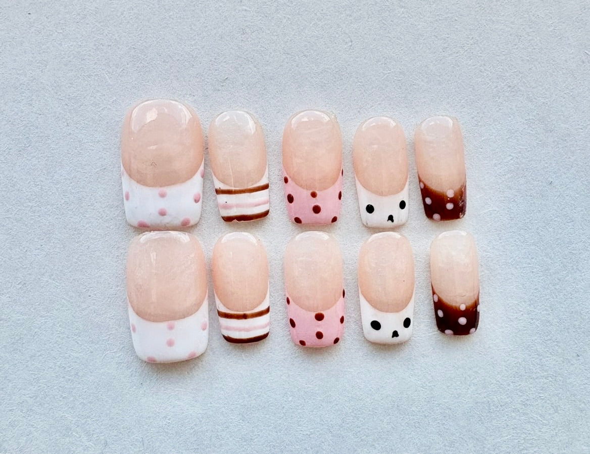 Neapolitan Dessert French Tip Press-On Nails