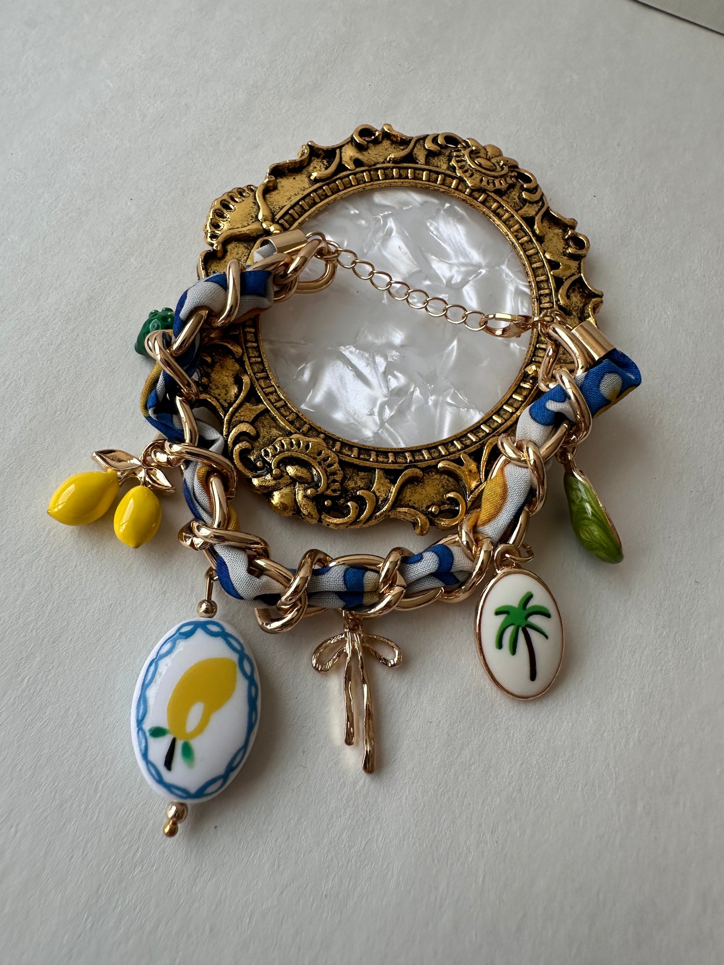 🍋 Italian Euro-Summer Ribbon Woven Charm Bracelet