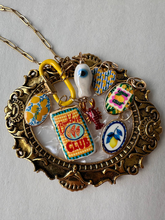 Amalfi Coast Italian Summer Carabiner Charm Necklace