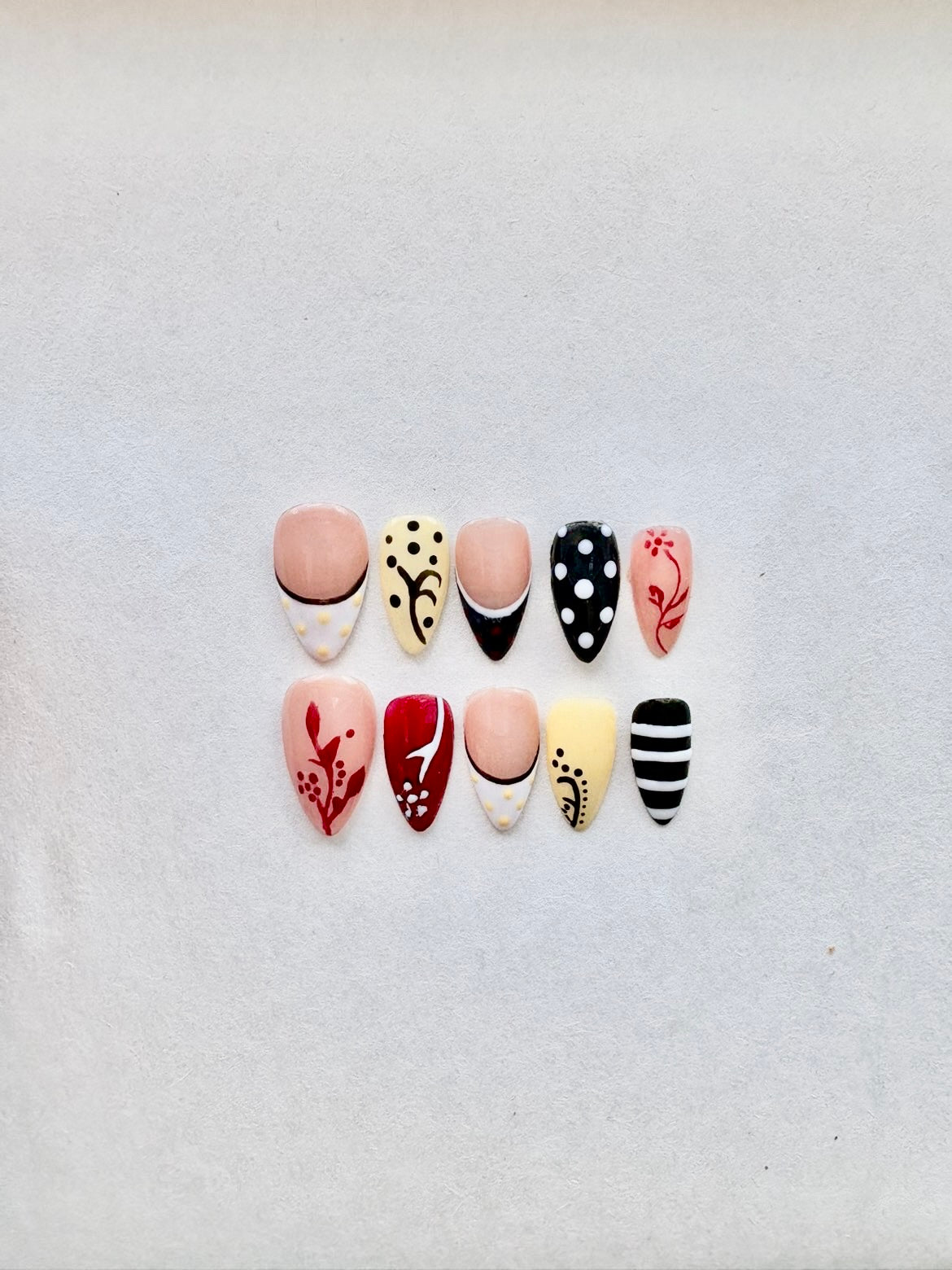 Mixed Eclectic Almond Press-On Nails