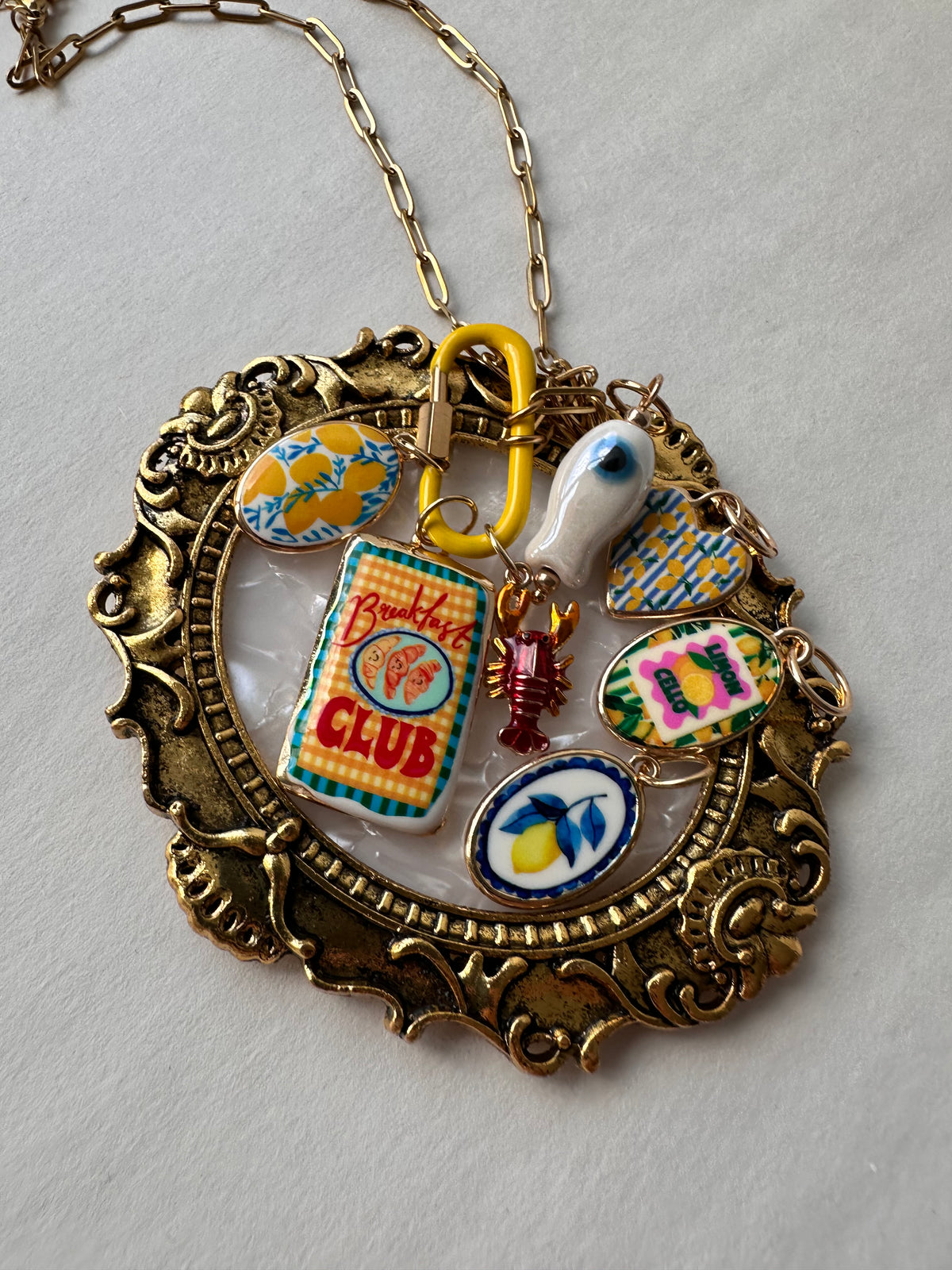 Amalfi Coast Italian Summer Carabiner Charm Necklace