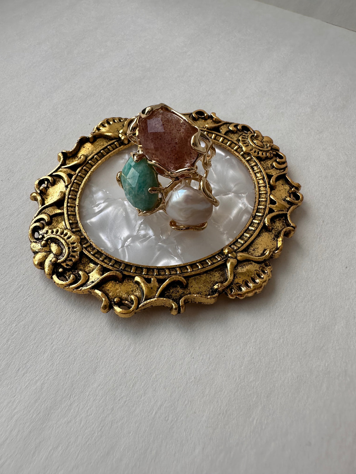 Boho-Chic Raw Trio Gemstone Ring