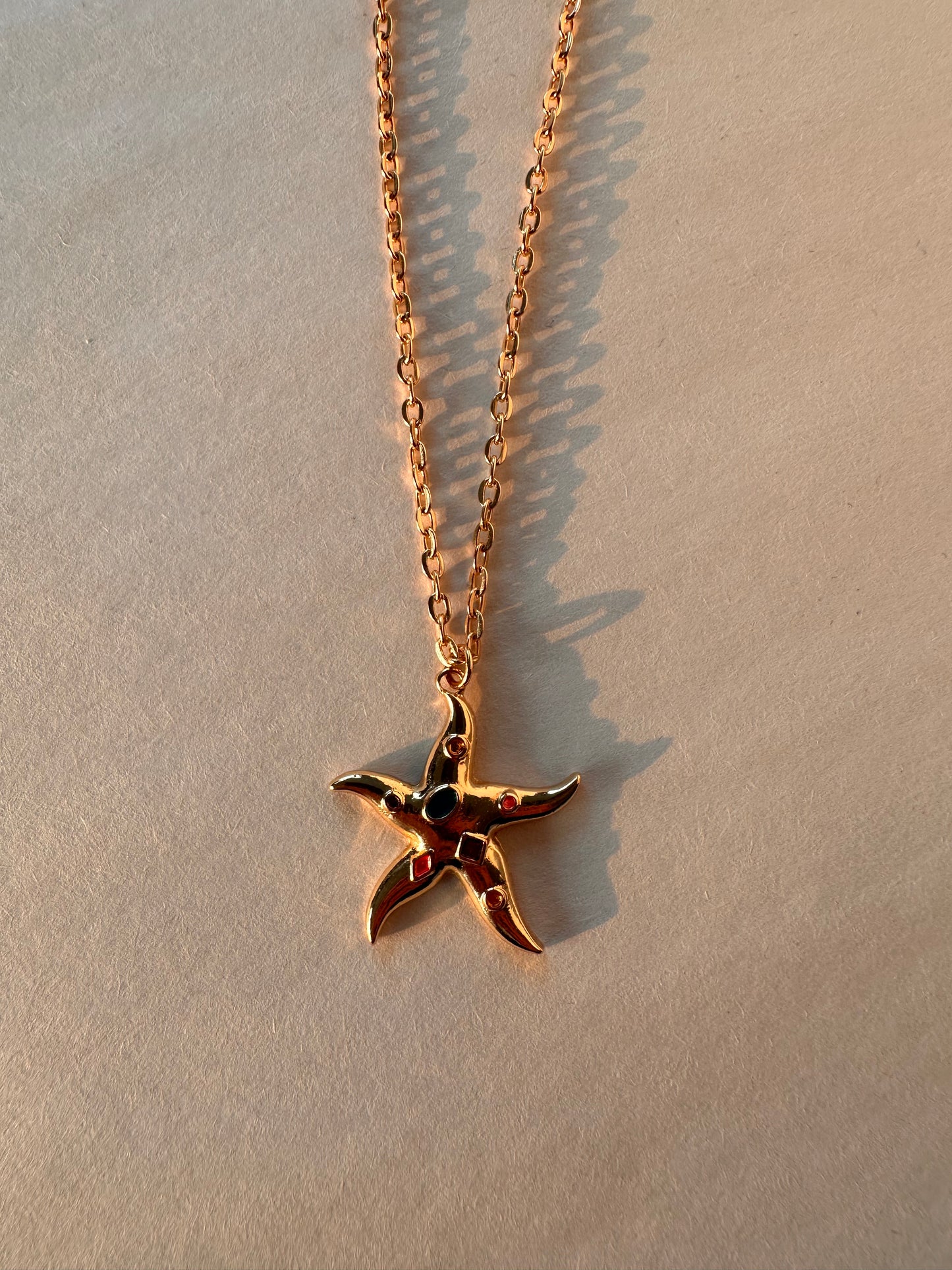 Whimsical Starfish Multi-Gemstone Pendant Necklace
