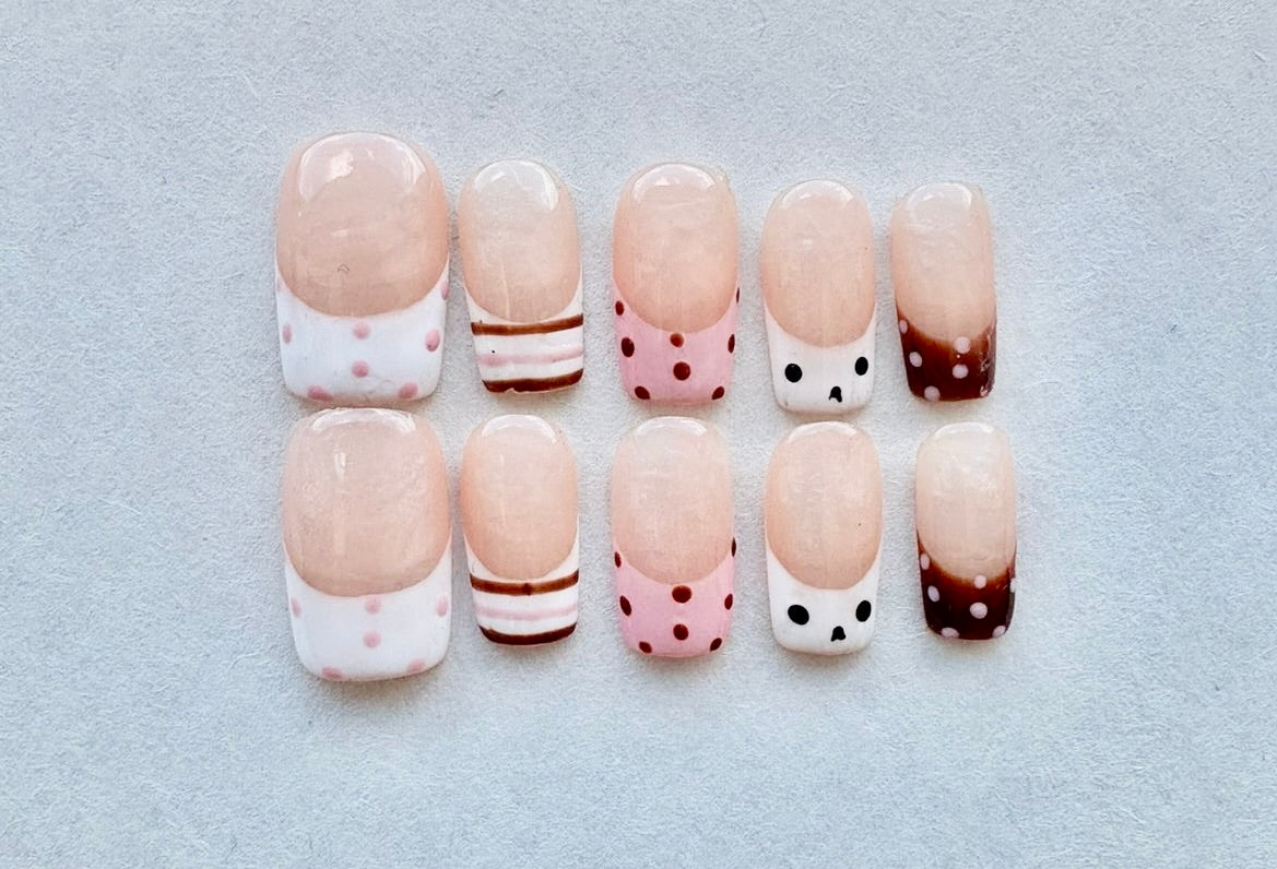 Neapolitan Dessert French Tip Press-On Nails