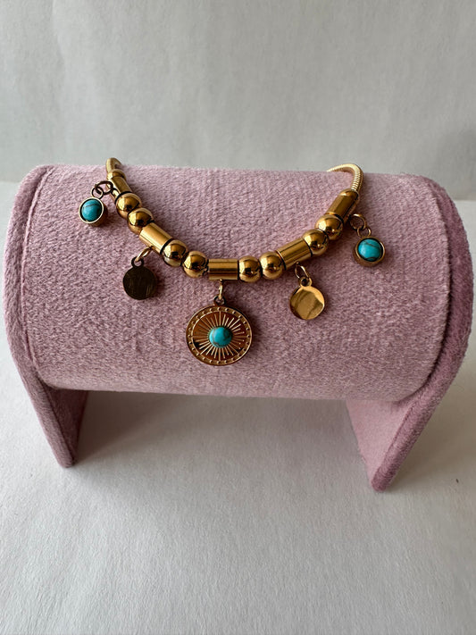 Pocahontas Boho Turquoise Charm Bracelet