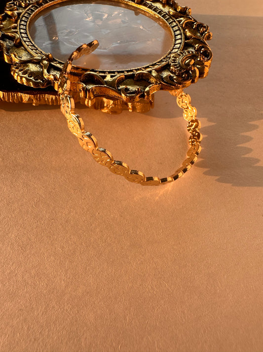 Vintage Floral Filigree Open Cuff Bangle