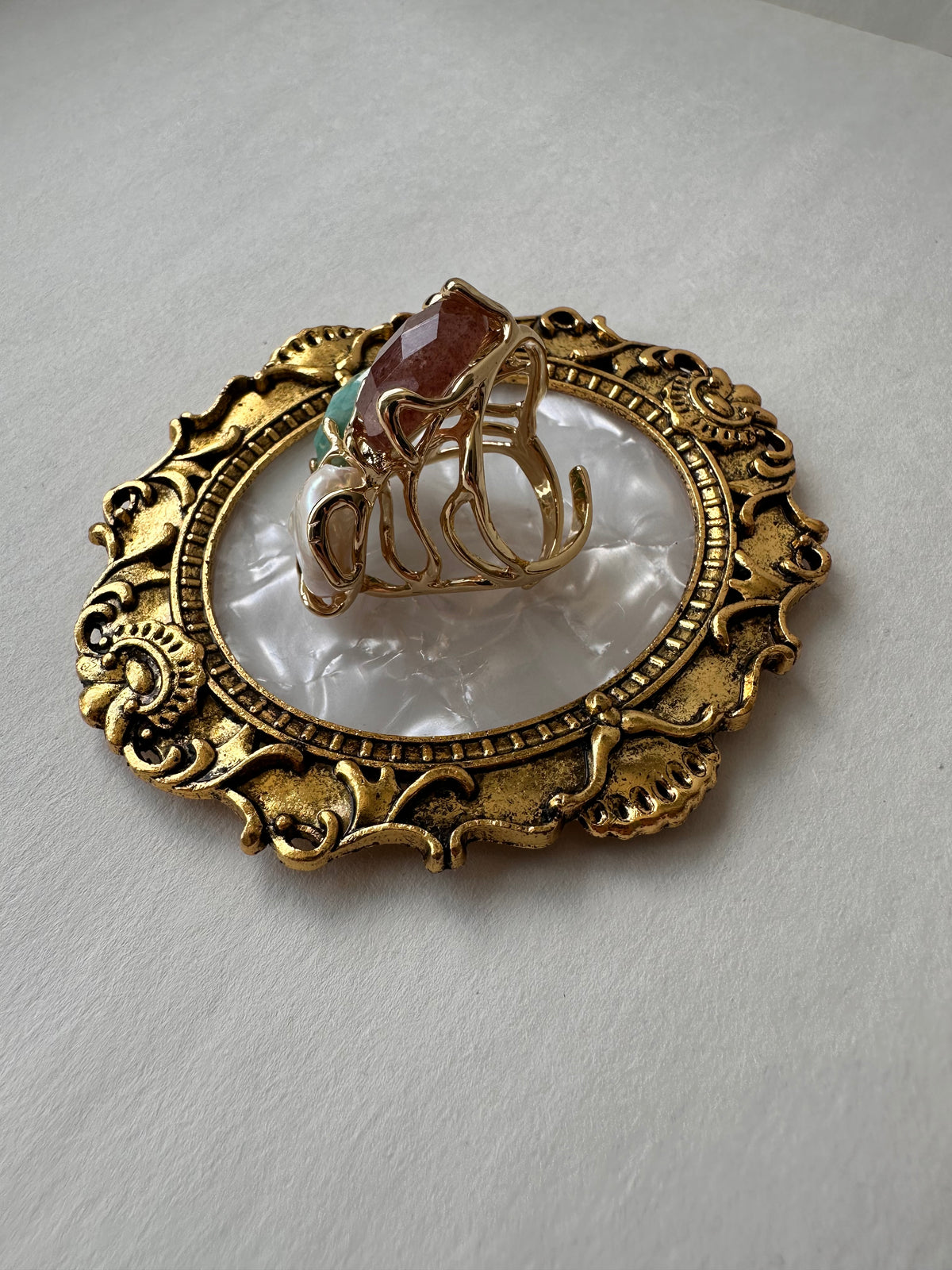 Boho-Chic Raw Trio Gemstone Ring