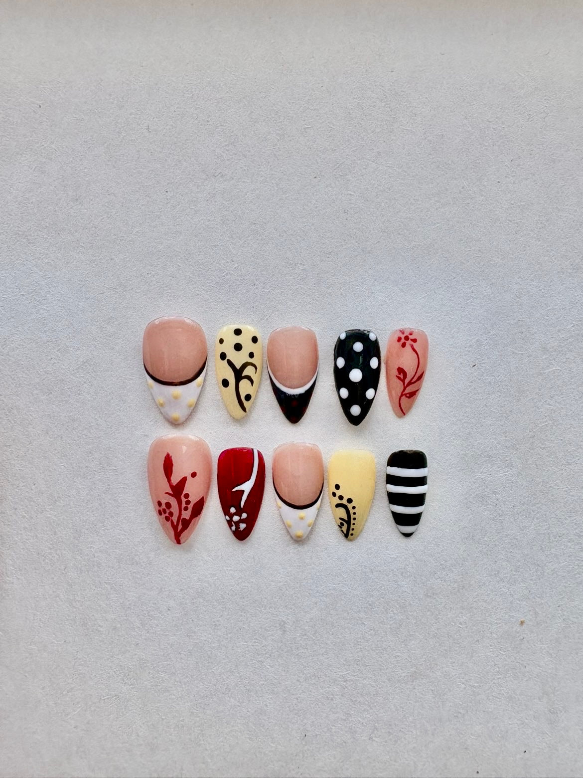 Mixed Eclectic Almond Press-On Nails