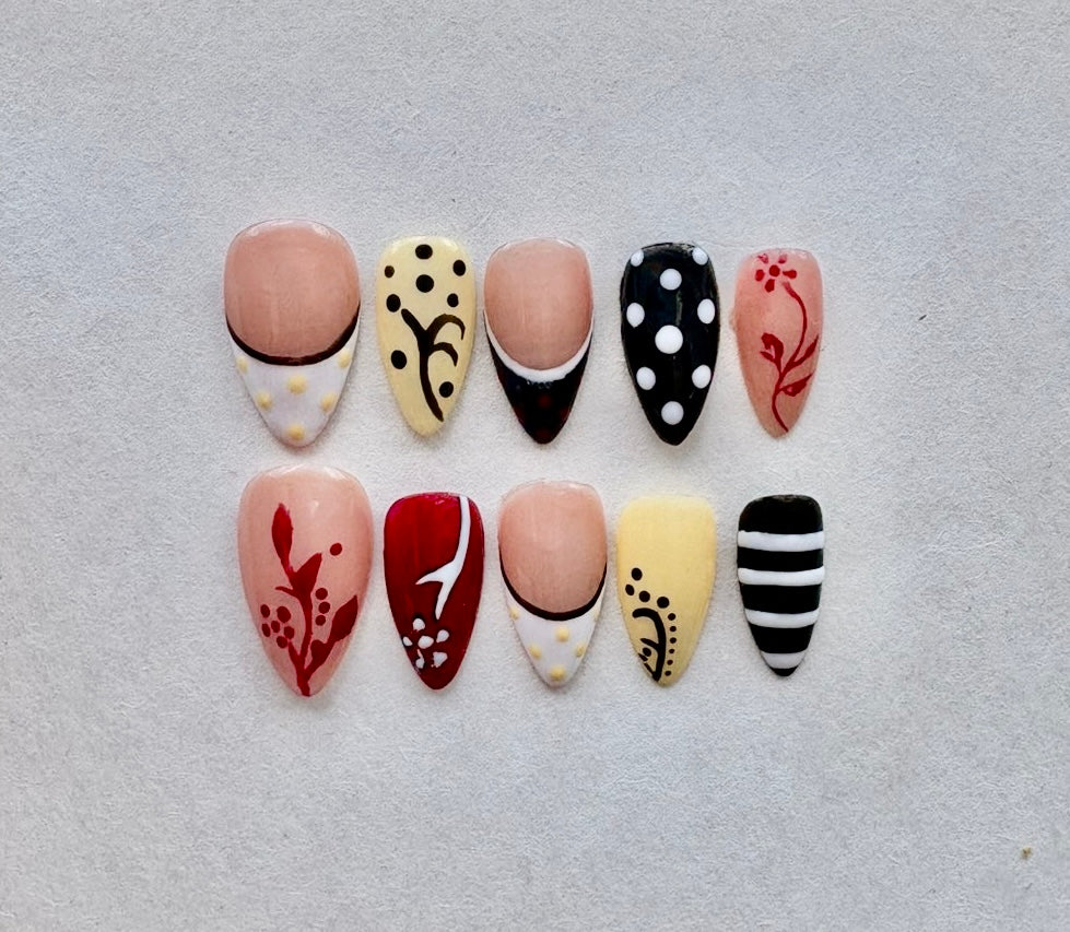 Mixed Eclectic Almond Press-On Nails