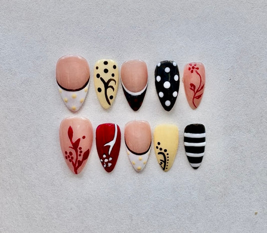 Mixed Eclectic Almond Press-On Nails