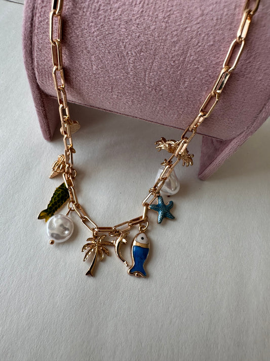Coastal Sea Life Charm Necklace
