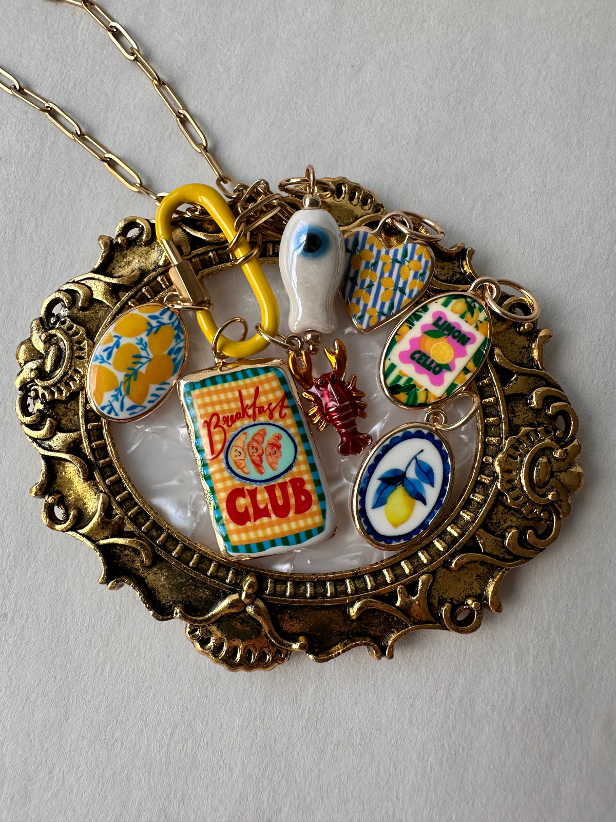 Amalfi Coast Italian Summer Carabiner Charm Necklace